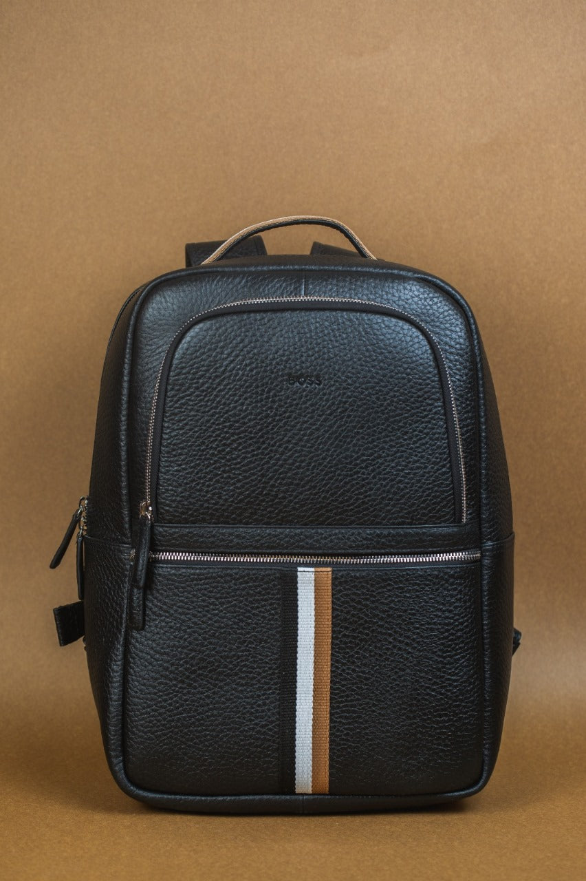 BOSS Premium Black Leather Backpack