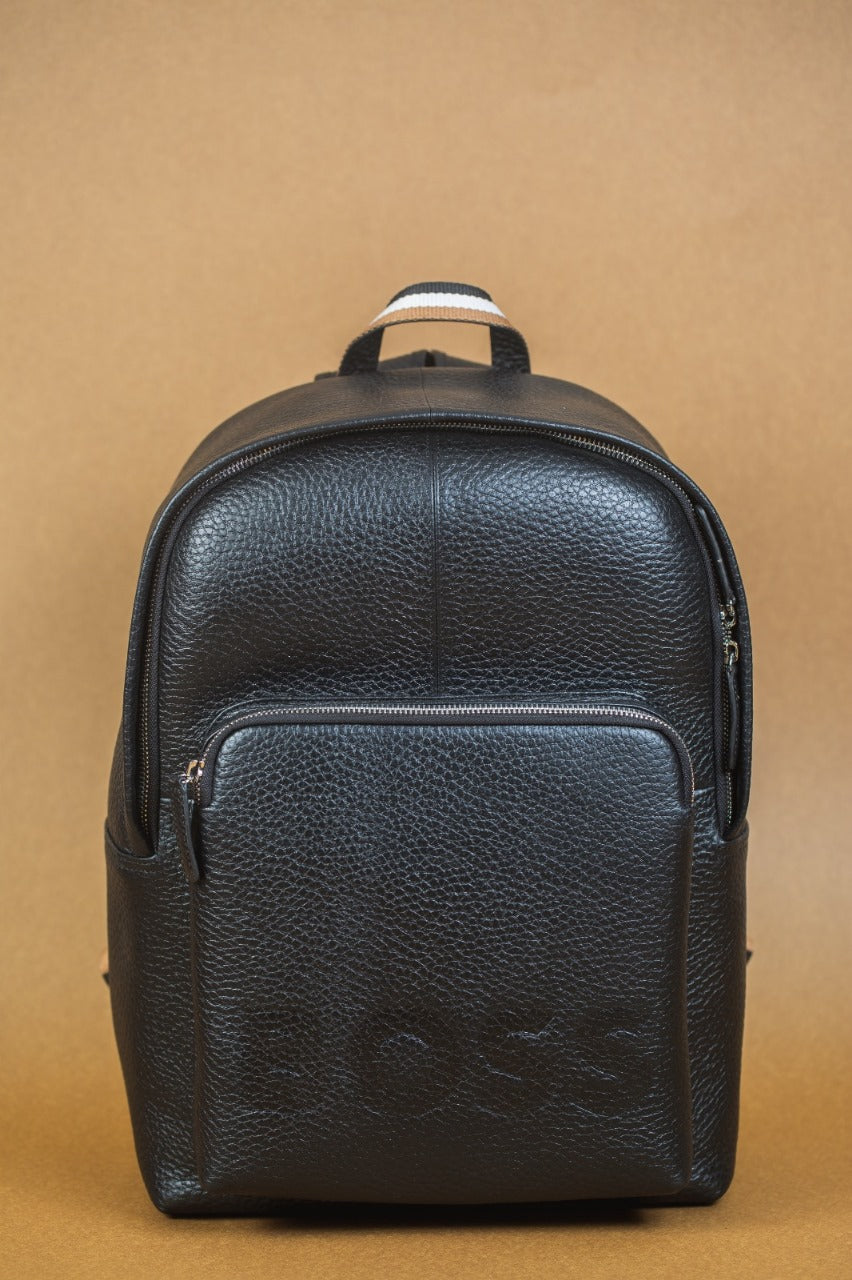 BOSS Premium Black Leather Backpack