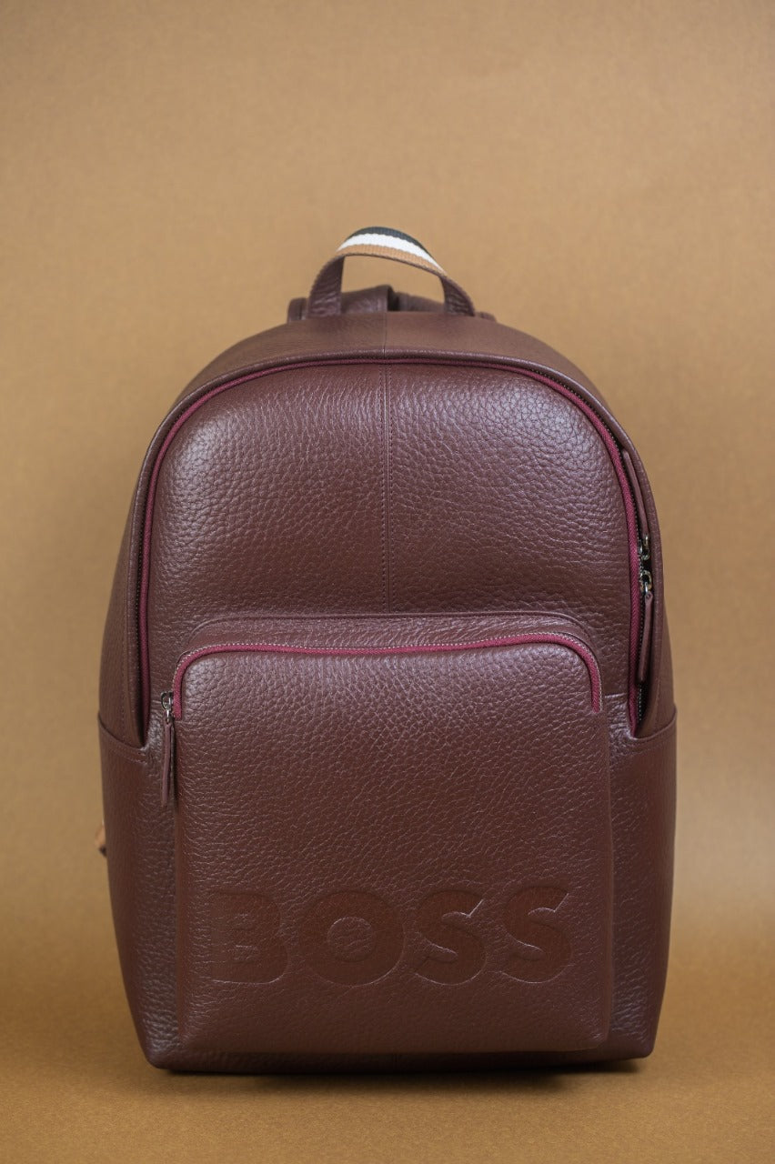 BOSS Premium Black Leather Backpack
