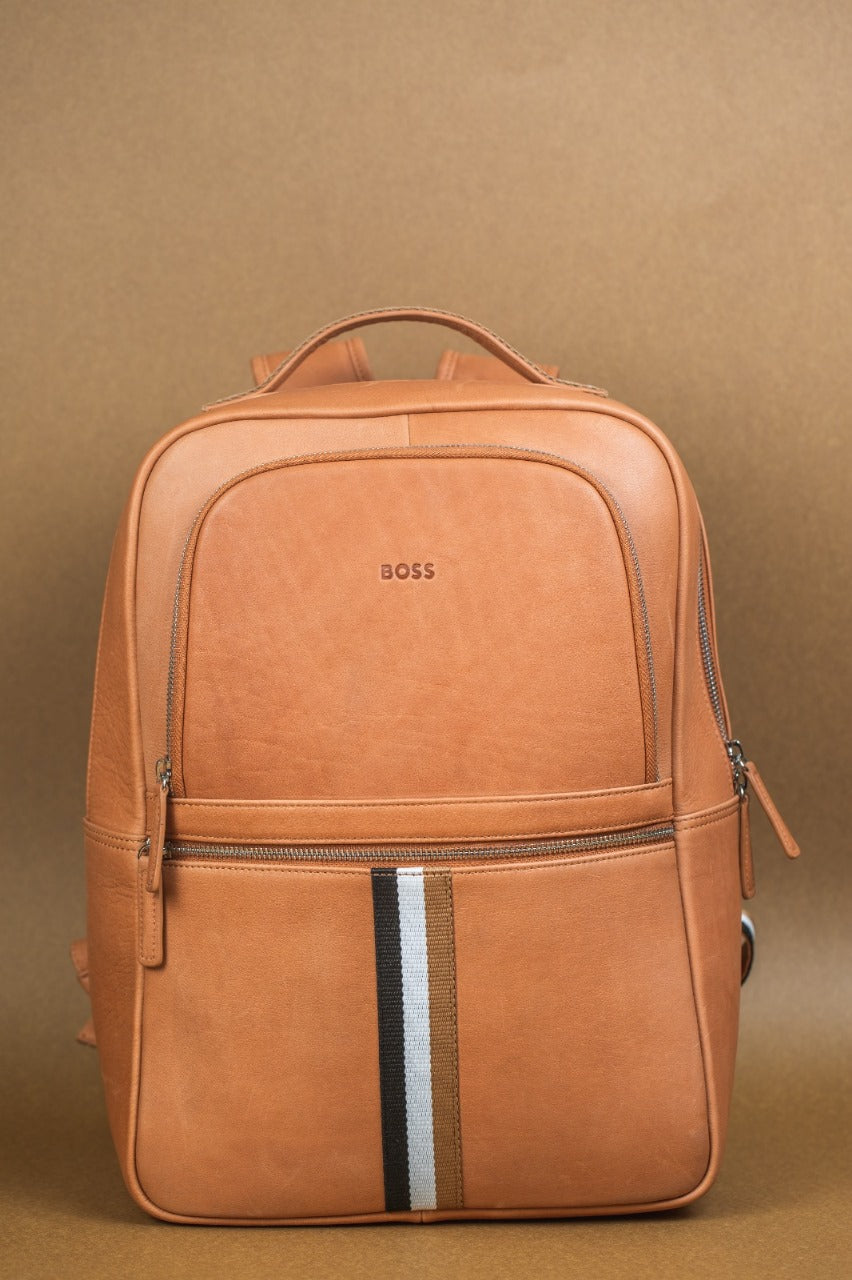 BOSS Premium Black Leather Backpack