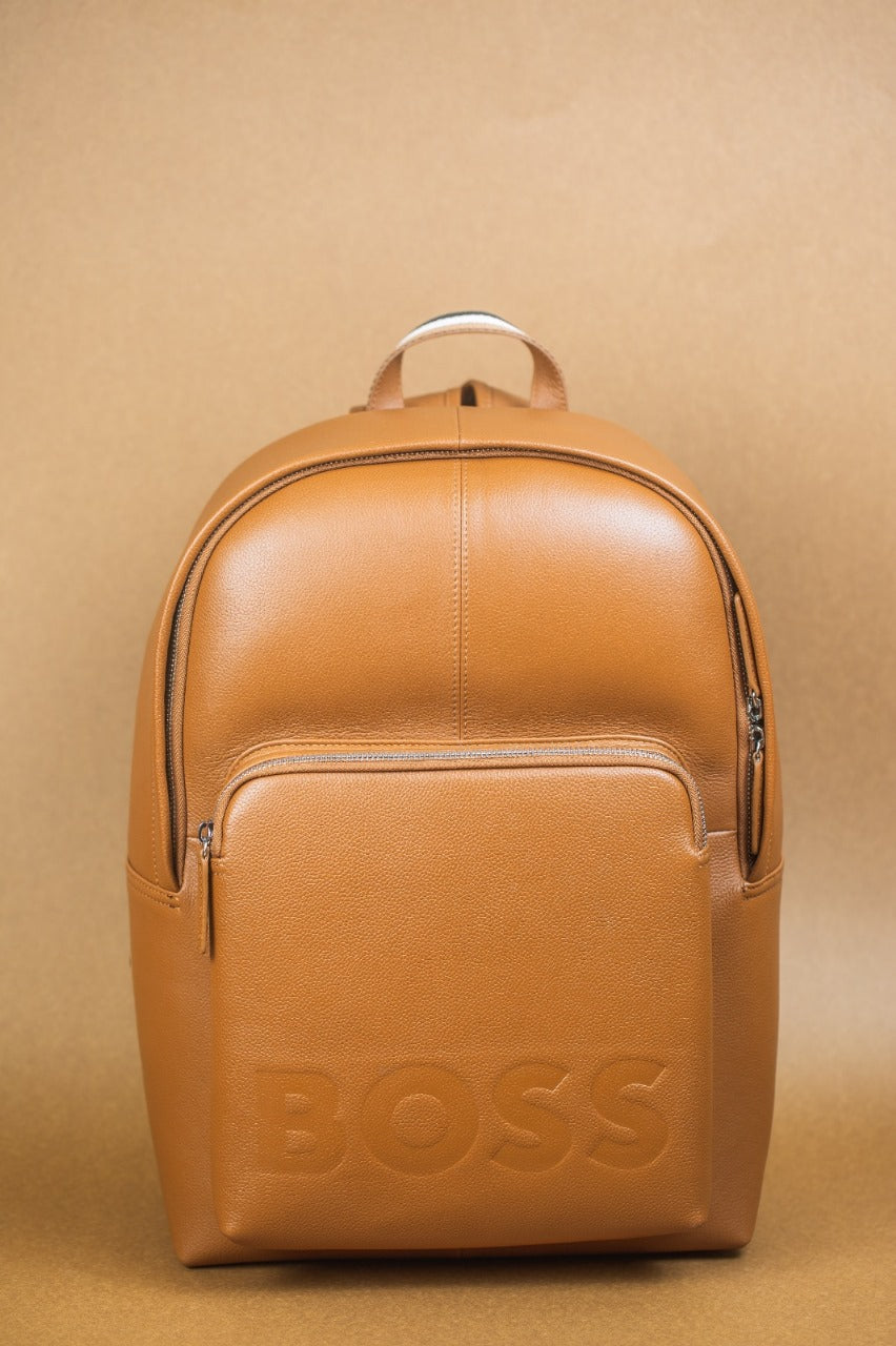BOSS Premium Black Leather Backpack