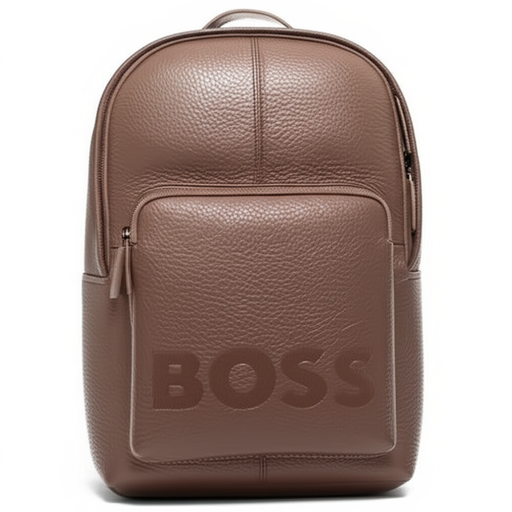 BOSS Premium Black Leather Backpack