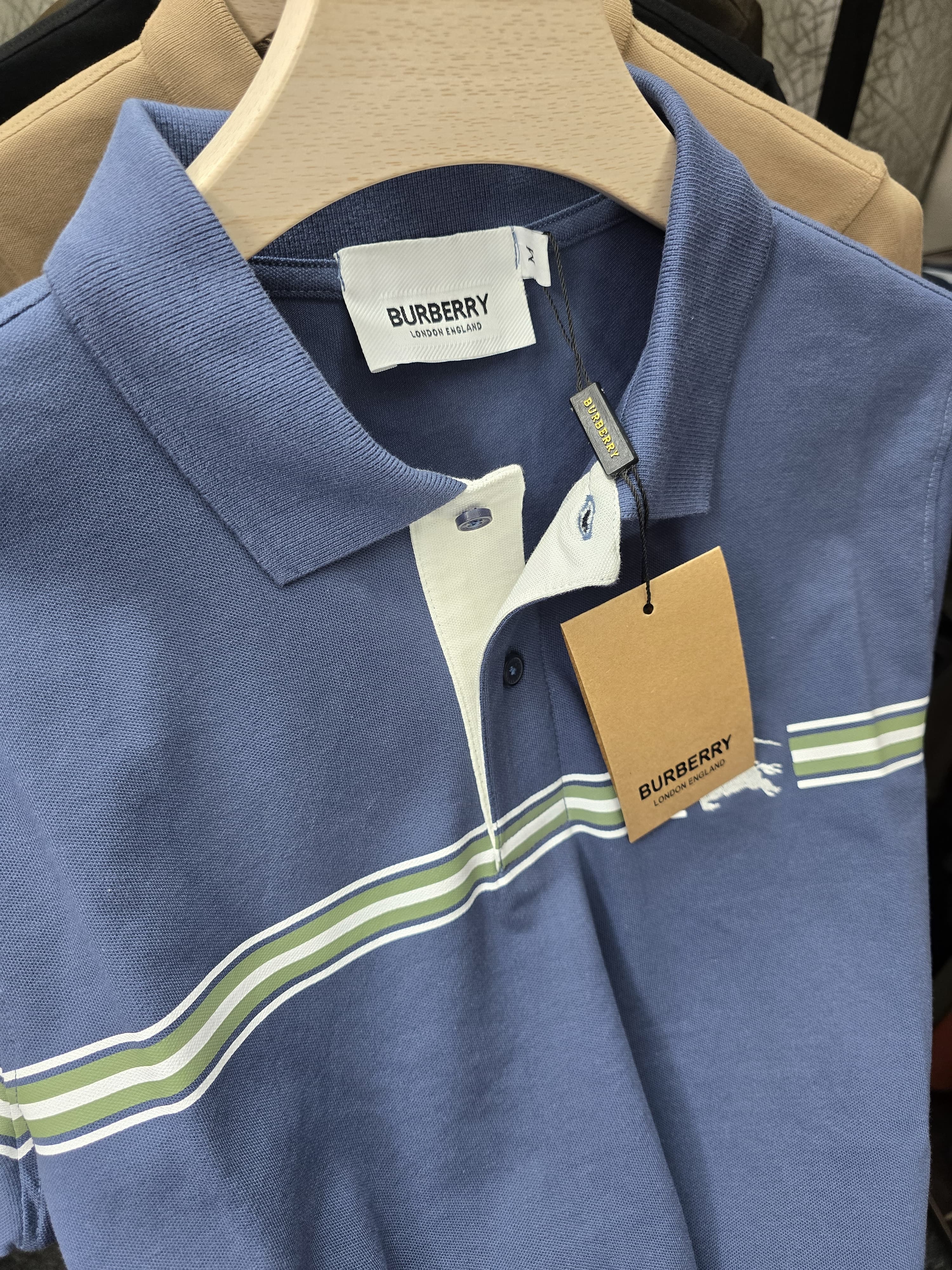 Burberry Stripe Contrast Premium Polo (Customs order)
