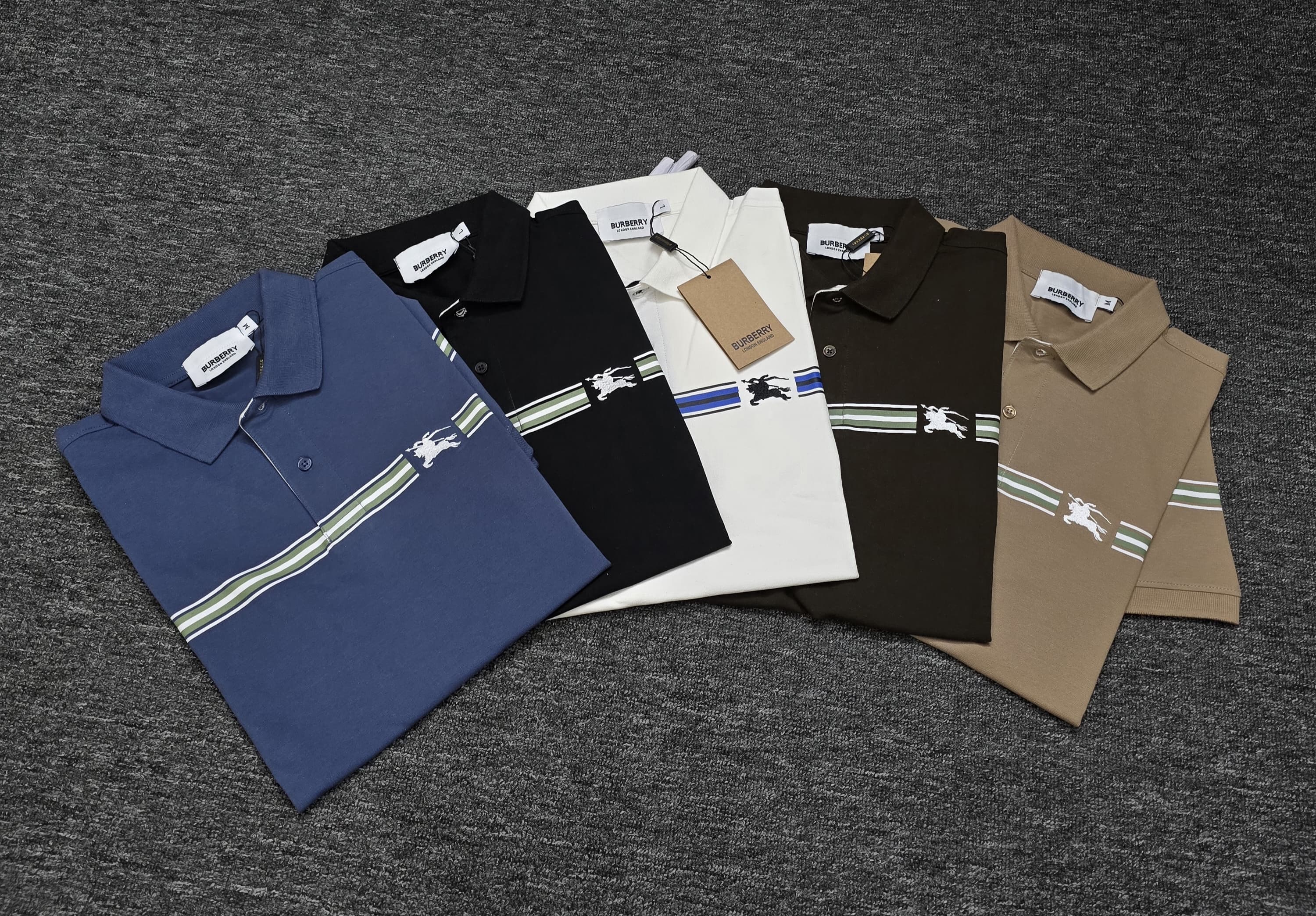 Burberry Stripe Contrast Premium Polo (Customs order)