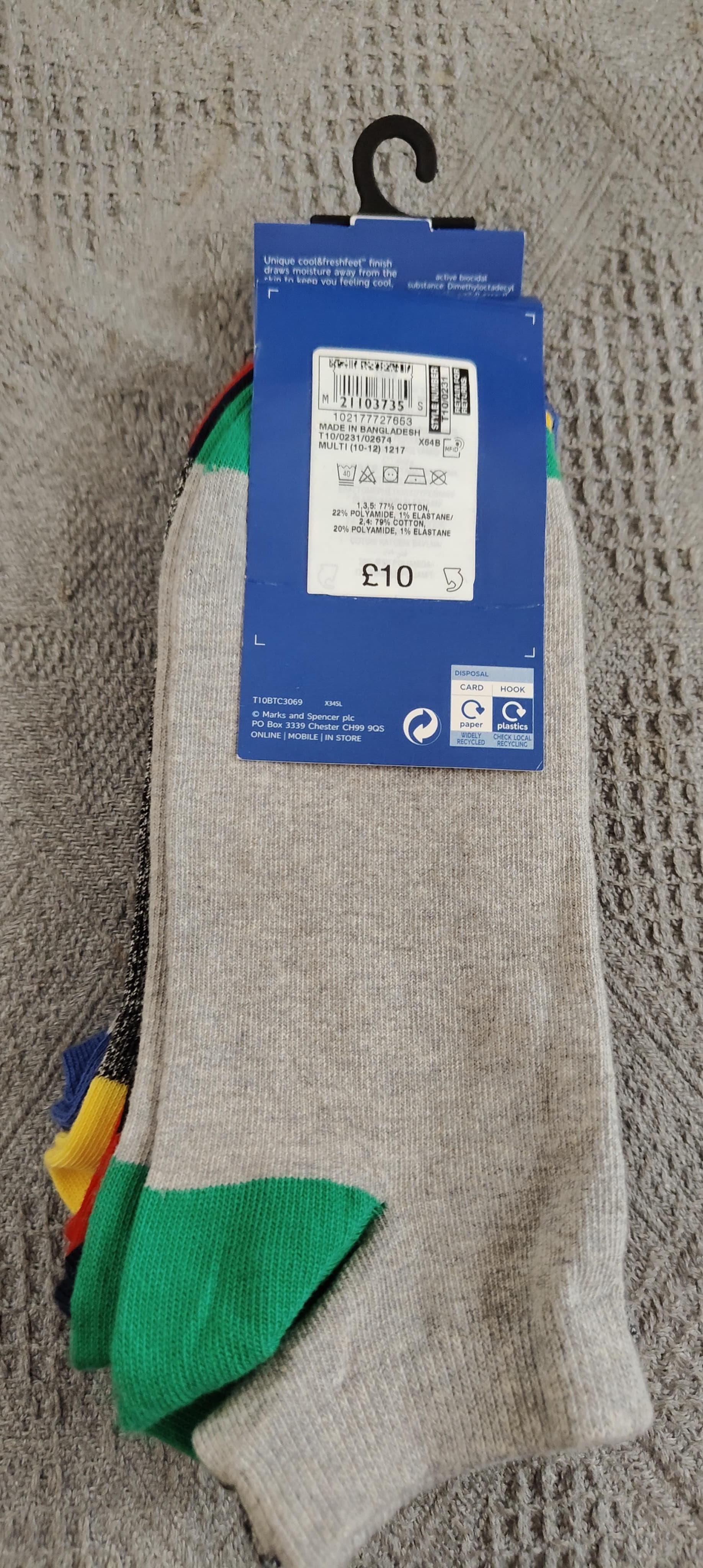 M&S Cotton Blend Trainer Liner Socks original