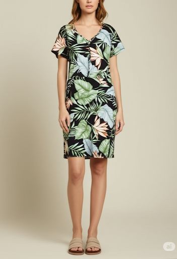 Women's Floral V-Neck Nightgown | Soft Short Sleeve Midi Sleep Dress
