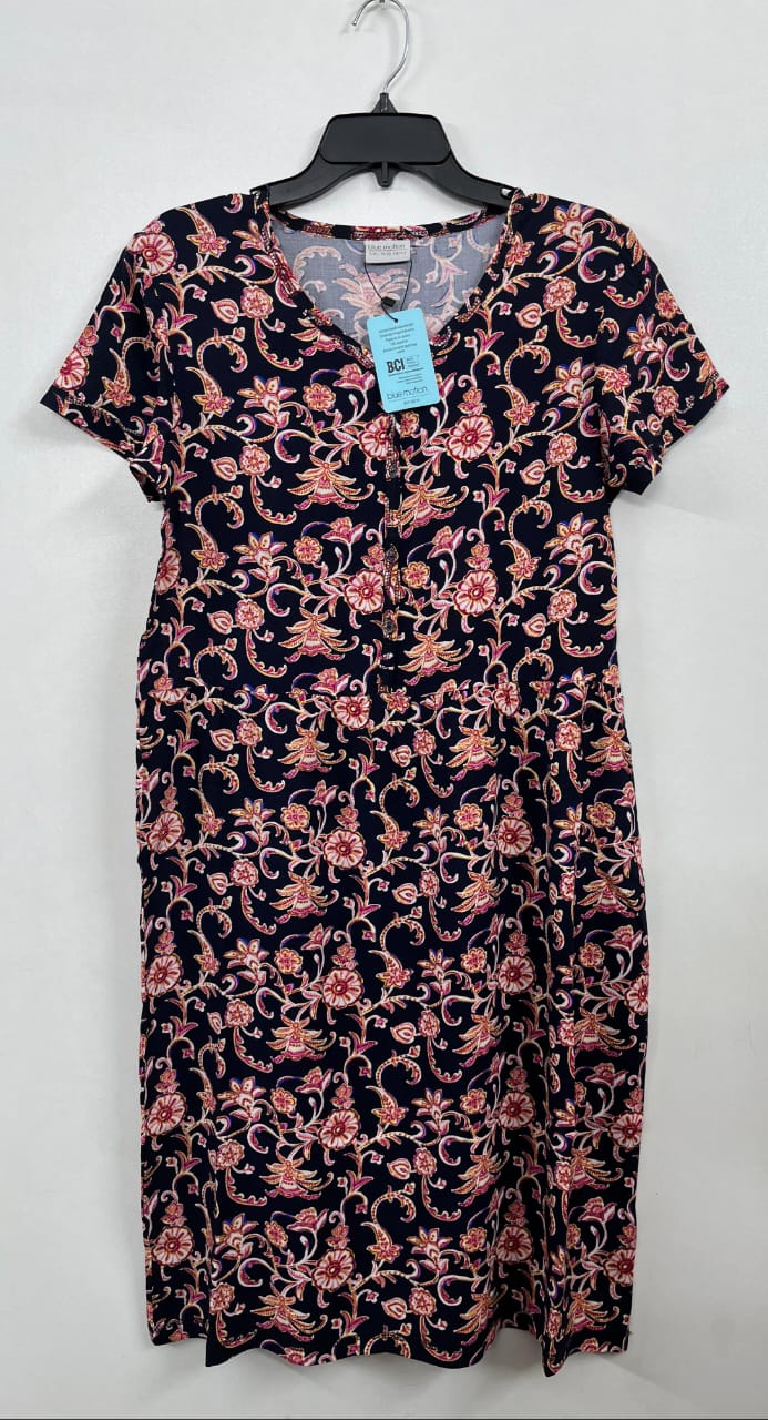 Women's Floral V-Neck Nightgown | Soft Short Sleeve Midi Sleep Dress