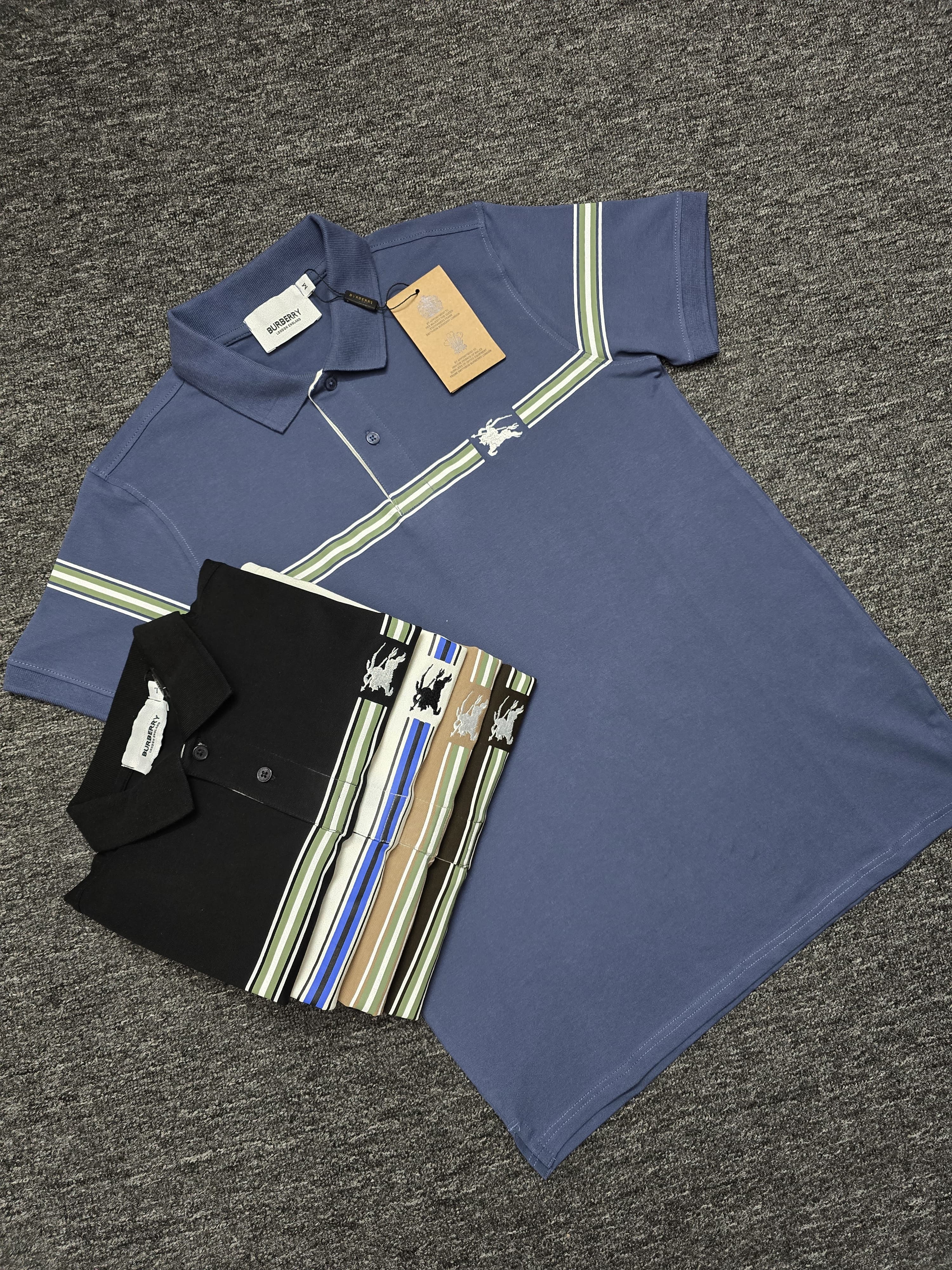 Burberry Stripe Contrast Premium Polo (Customs order)