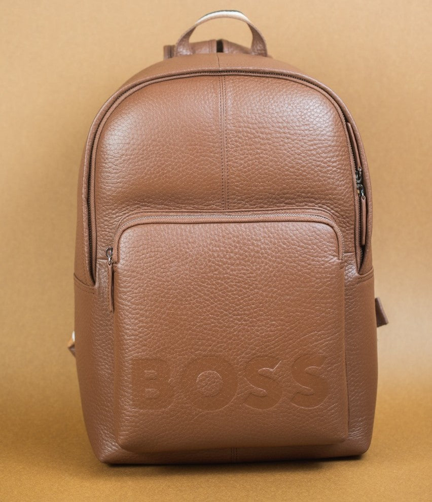 BOSS Premium Black Leather Backpack