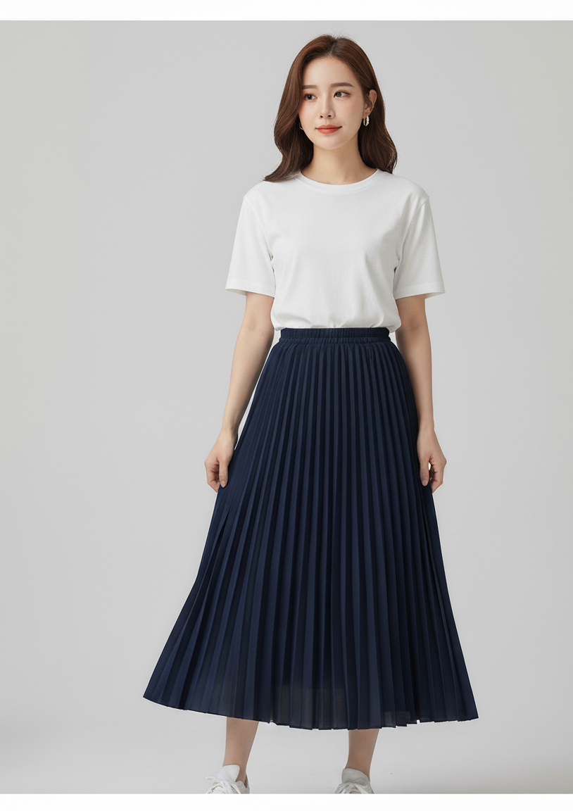 Women's Pleated Knitted Midi Skirt